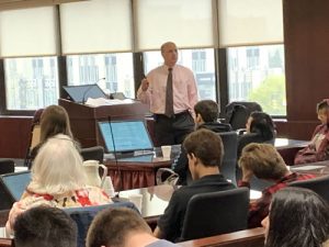 United States Magistrate Judge Andrew T. Baxter speaking to LaFayette High School and BOCES Mexico students